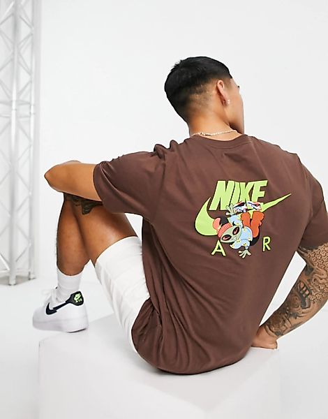 Nike – Air – T-Shirt in Braun mit Fantasiewesen-Print günstig online kaufen