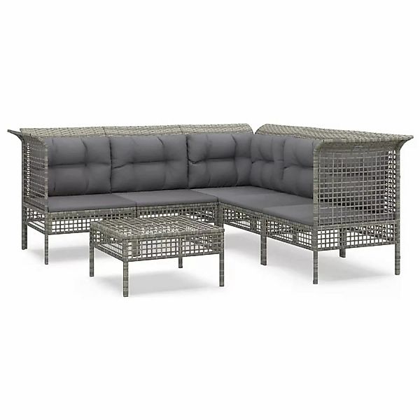 Vidaxl 6-tlg. Garten-lounge-set Mit Kissen Grau Poly Rattan günstig online kaufen