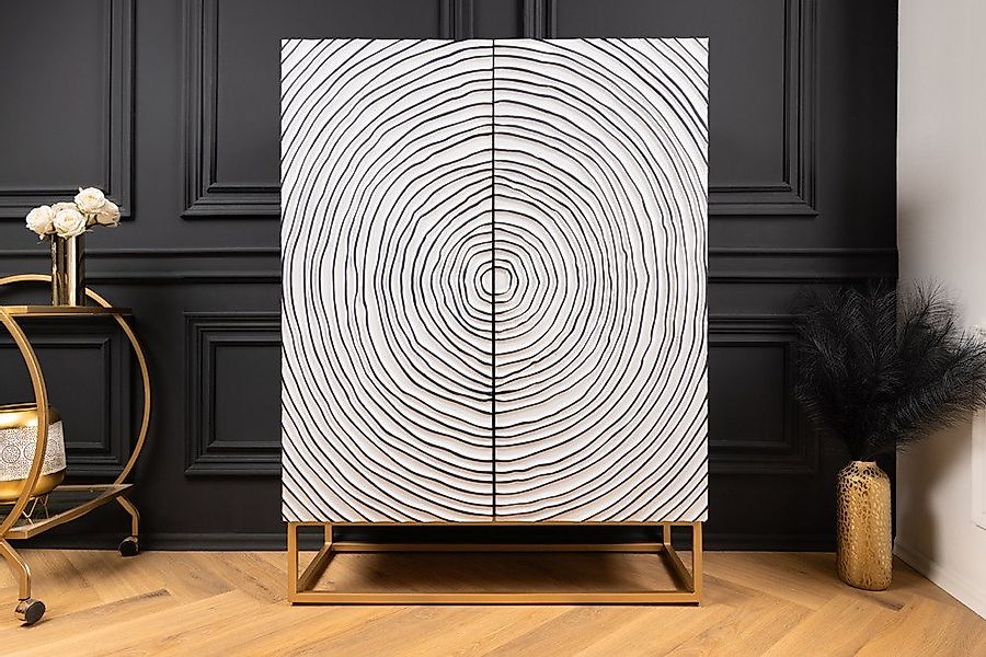 riess-ambiente Highboard ZEN CIRCLES 120cm weiß / schwarz / gold (Einzelart günstig online kaufen