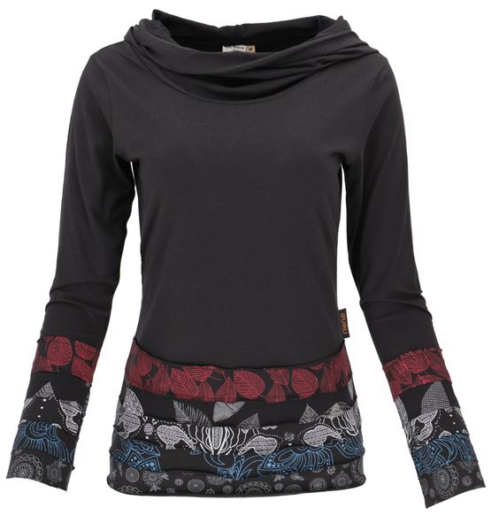 Guru-Shop Longsleeve Kapuzenshirt, Boho Patchwork Shirt günstig online kaufen