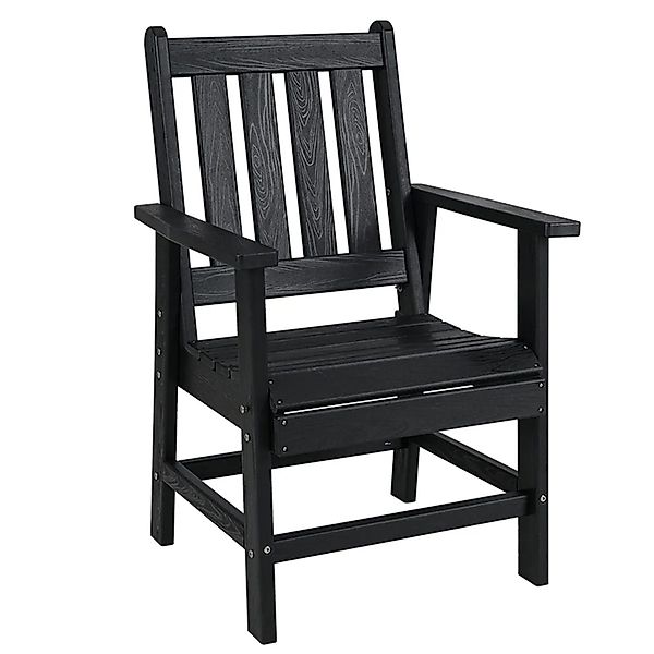 Costway Gartenstuhl Kunststoff Hdpe Holzoptik Wetterfest Schwarz günstig online kaufen
