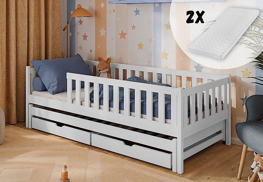 Kids Collective Kinderbett mit Rausfallschutz, Lattenrost und optionaler Ma günstig online kaufen