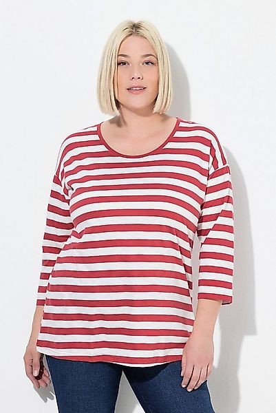 Ulla Popken T-Shirt Shirt Ringel Oversized Rundhals Langarm günstig online kaufen