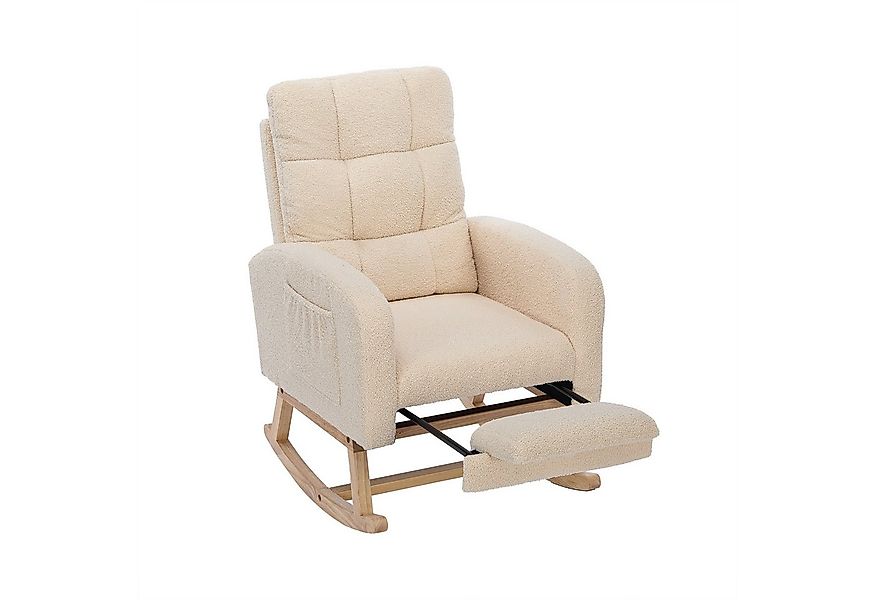 OKWISH Schaukelstuhl mit Seitentasche und Massivholzbeinen (Relaxsessel, Wo günstig online kaufen