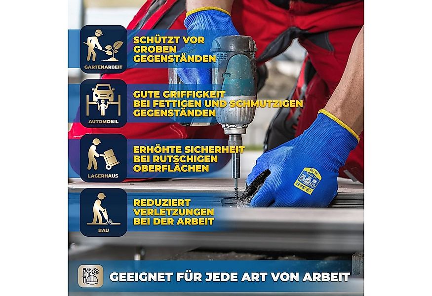 S&R Arbeitshandschuhe Schutzhandschuhe, 12 Paar aus Nylonfaser mit Latexbes günstig online kaufen