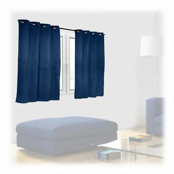 relaxdays 2 x Vorhang blau 90 x 135 cm dunkelblau günstig online kaufen