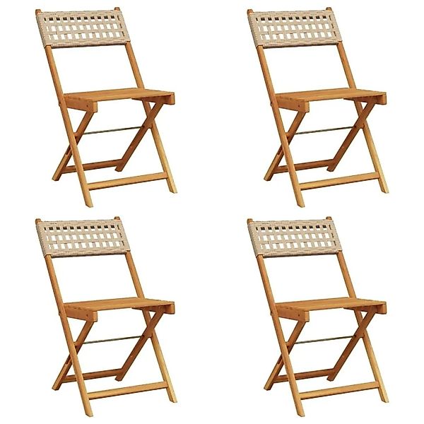 vidaXL Gartenstühle 4 Stk Klappbar Beige Poly Rattan & Massivholz 3214598 günstig online kaufen