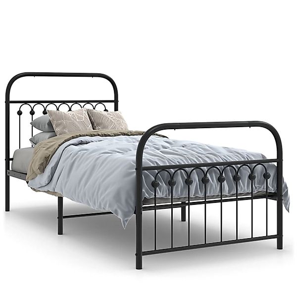 vidaXL Bettgestell mit Kopf- und Fußteil Metall Schwarz 90x200 cm 376611 günstig online kaufen