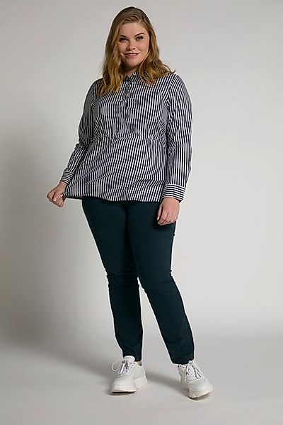 Ulla Popken Hemdbluse Bellieva-Streifenbluse weitenverstellbar Langarm Schw günstig online kaufen