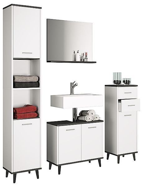 VCM Badmöbel-Set 4-tlg. Komplett Badmöbel Badschrank günstig online kaufen