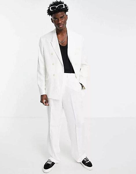 ASOS DESIGN – Fließende Anzughose in Weiß mit weitem Bein günstig online kaufen