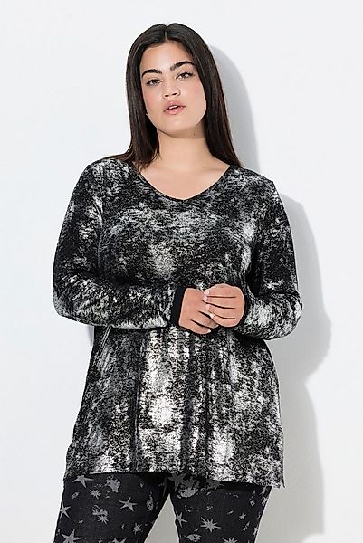 Angel of Style T-Shirt T-Shirt A-Linie silberner Alloverdruck Langarm günstig online kaufen