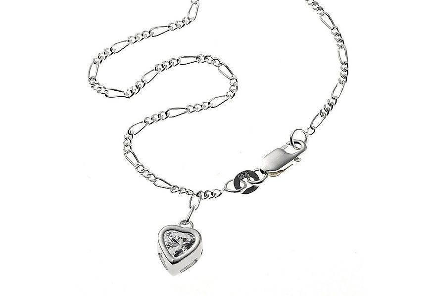 Zeeme Fußkette 925 Silber mit Herz-Anhänger und Zirkonia weiß 25cm lang günstig online kaufen