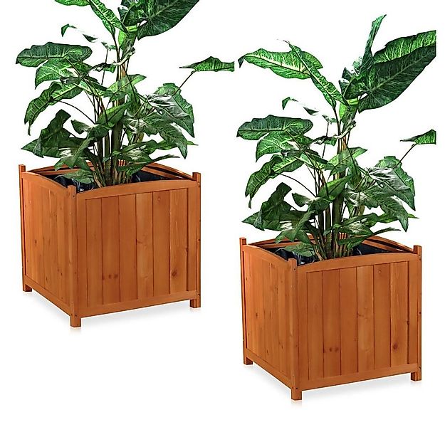 Mucola Pflanzkübel 2er Set Blumentopf eckig Pflanztrog 50cm Blumenständer B günstig online kaufen