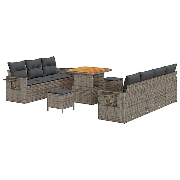 vidaXL Garten-Sofa-Set 10-Tlg Grau Poly Rattan 3361708 günstig online kaufen