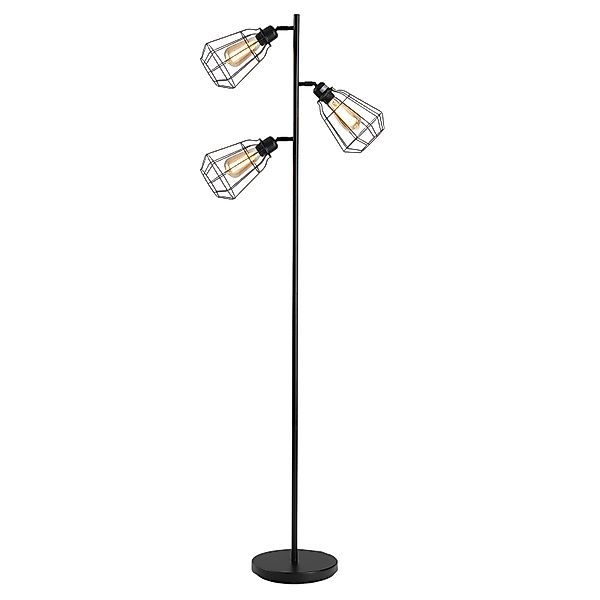 HOMCOM Industrielle Design Stehlampe 3 Glühbirnen max. 40 W Käfiglampenschi günstig online kaufen