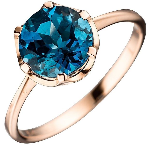 Schmuck Krone Goldring Damenring mit Blautopas, 585 Rotgold, Gold 585 günstig online kaufen