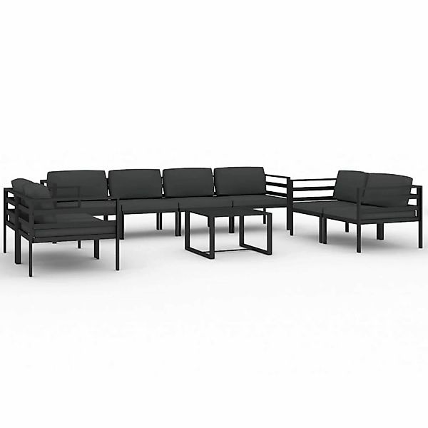 Vidaxl 9-tlg. Garten-lounge-set Mit Kissen Aluminium Anthrazit günstig online kaufen