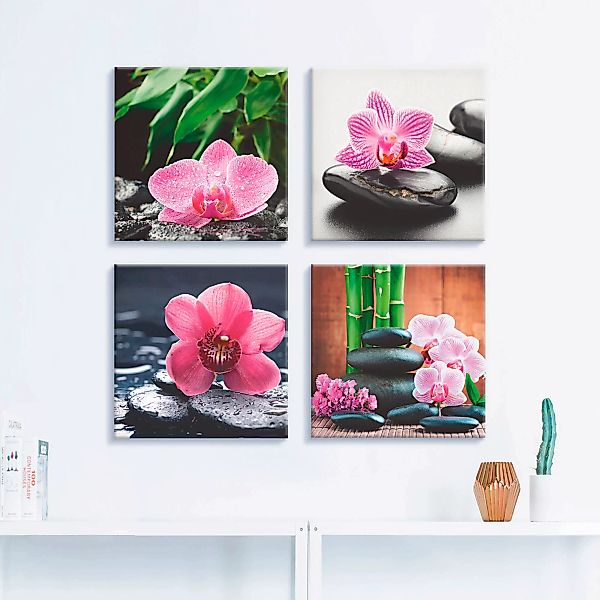 Artland Leinwandbild »Orchidee Zenstein Tropfen Spa Konzept«, Zen, (4 St.) günstig online kaufen
