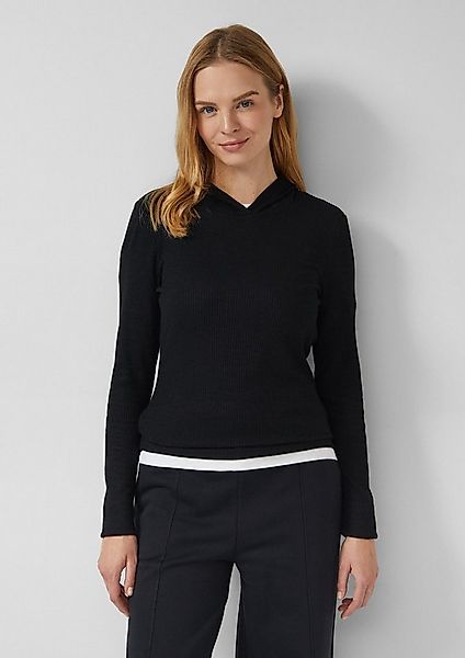 s.Oliver Langarmshirt T-Shirt Geripptes Kapuzen-T-Shirt im Slim Fit günstig online kaufen