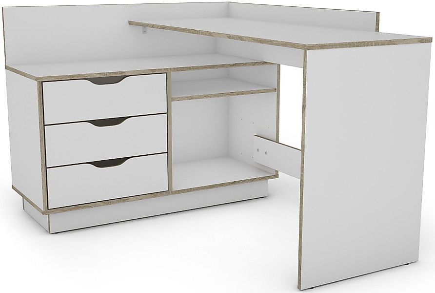 byLIVING Eckschreibtisch "Bern", mit viel Stauraum, Breite 129 cm, rechts o günstig online kaufen