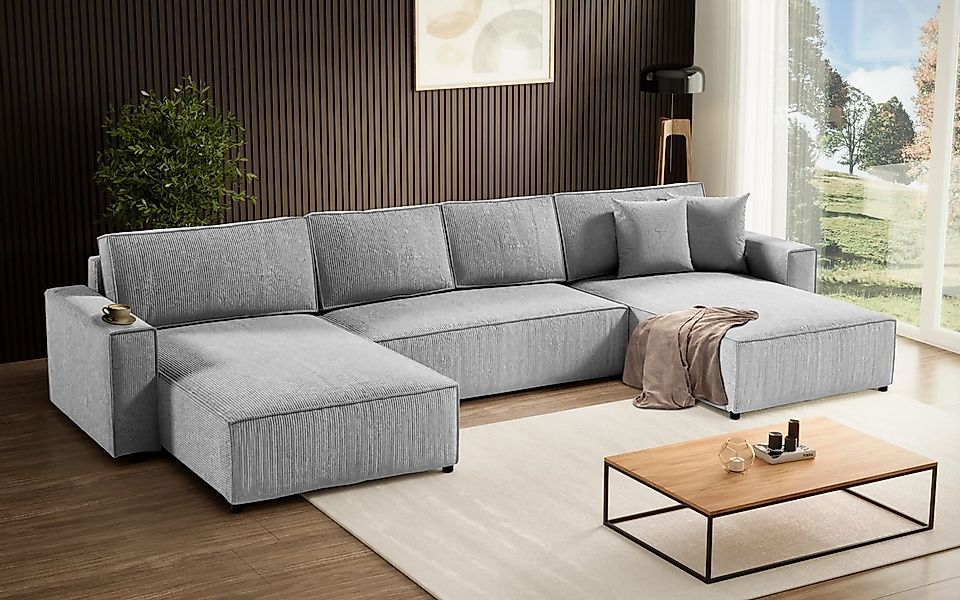 Beautysofa Ecksofa U-Form Parys, mit Schlaffunktion, günstig online kaufen