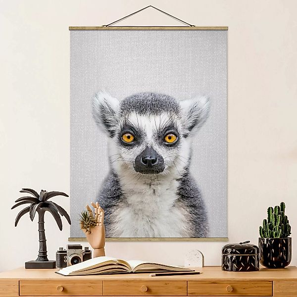 Stoffbild mit Posterleisten Lemur Ludwig günstig online kaufen
