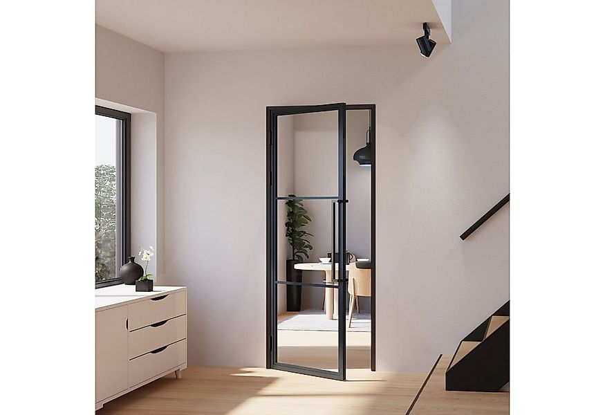 inova wohnen Zimmertür Klarglas mit schwarzem Stahlrahmen (Komplett Set), i günstig online kaufen