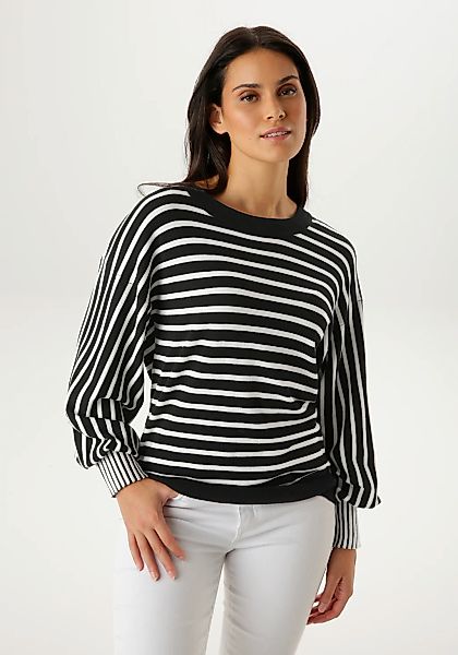 Aniston SELECTED Strickpullover langen Ballonärmel mit breiten Bündchen - N günstig online kaufen