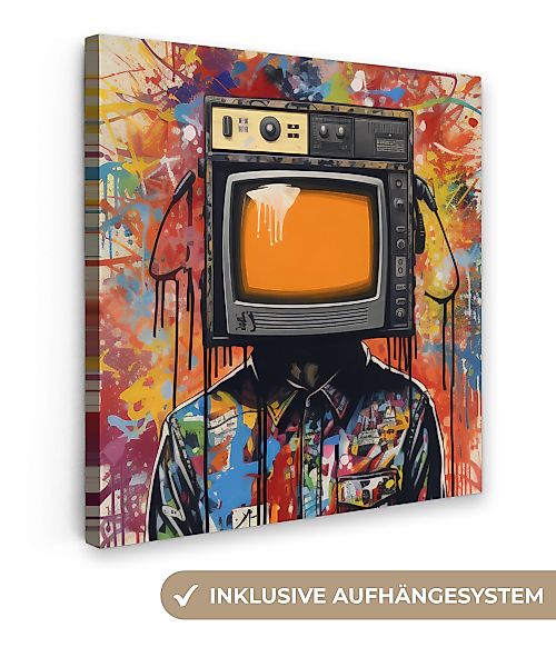 OneMillionCanvasses® Leinwandbild Fernsehen - Graffiti - günstig online kaufen
