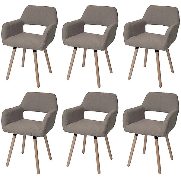 MCW Esszimmerstuhl A50 II 6er-Set Taupe Stoff/Textil Boucle 450g/m² günstig online kaufen