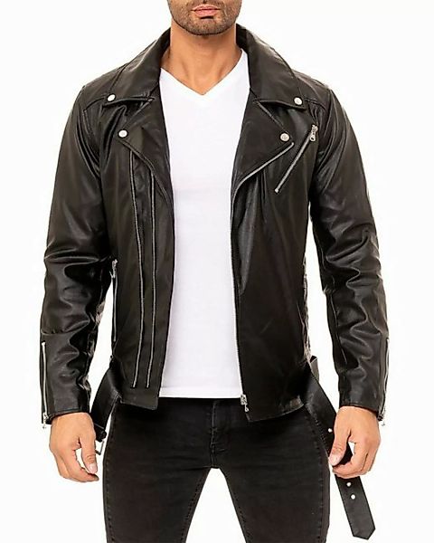 Reichstadt Bikerjacke Herren Echtleder Jacke RS018 mit Button-down-Kragen günstig online kaufen