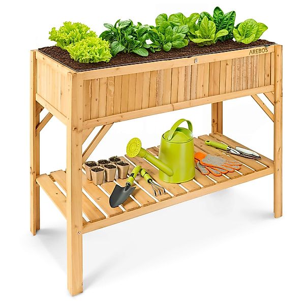 Arebos Hochbeet Holz Ablage Pflanzkasten Frühbeet günstig online kaufen
