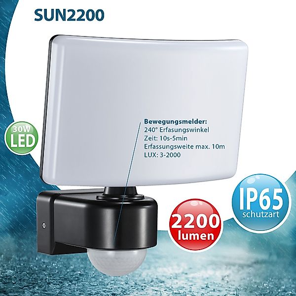 Maxkomfort LED Flutlichtstrahler SUN2200, mit Bewegungsmelder, günstig online kaufen
