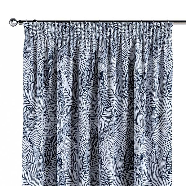 Vorhang mit Kräuselband, dunkelblau-weiß, Velvet (704-34) günstig online kaufen