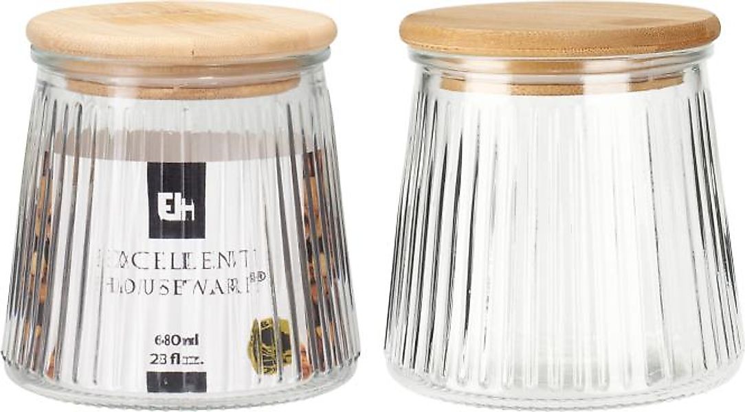 VORRATSTOPF 1 Stück ca. 680 ml mit Bambusdeckel Glas transparent günstig online kaufen