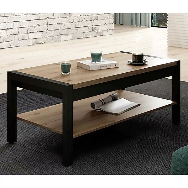 Bicolor Sofa Tisch in Wildeichefarben Schwarz günstig online kaufen