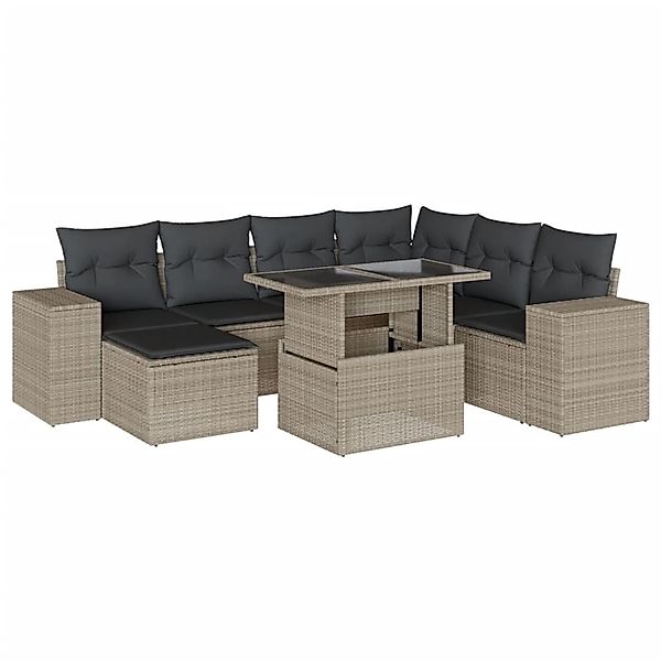 vidaXL 8-Tlg Garten-Sofagarnitur mit Kissen Hellgrau Poly Rattan 3269332 günstig online kaufen