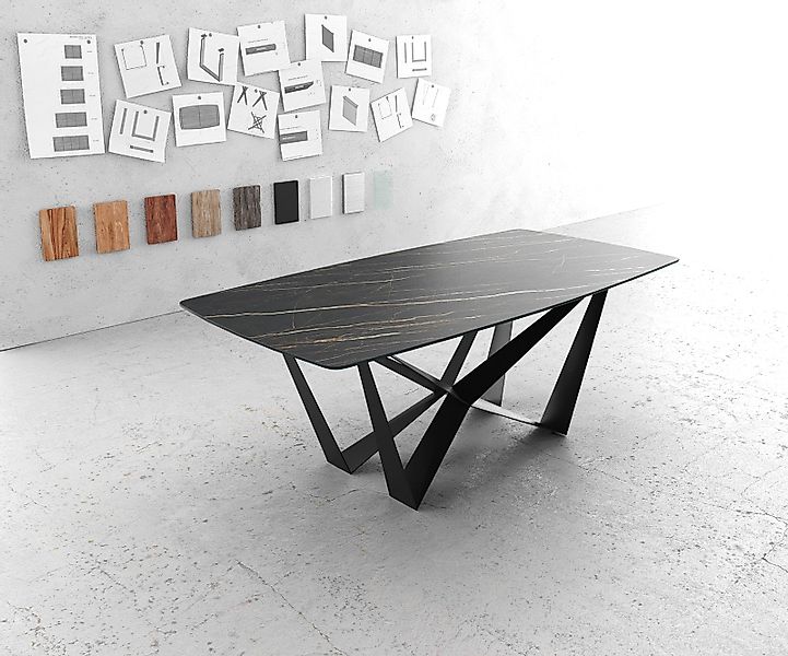 DELIFE Esstisch Edge, Bootsform Keramik Laminam®Noir günstig online kaufen