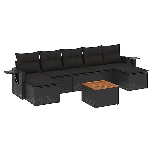 vidaXL 8-Tlg Garten-Sofagarnitur mit Kissen Schwarz Poly Rattan 3224690 günstig online kaufen