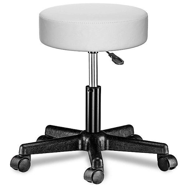 Rollhocker mit Rollen Kunstleder Weiß 360° drehbar günstig online kaufen