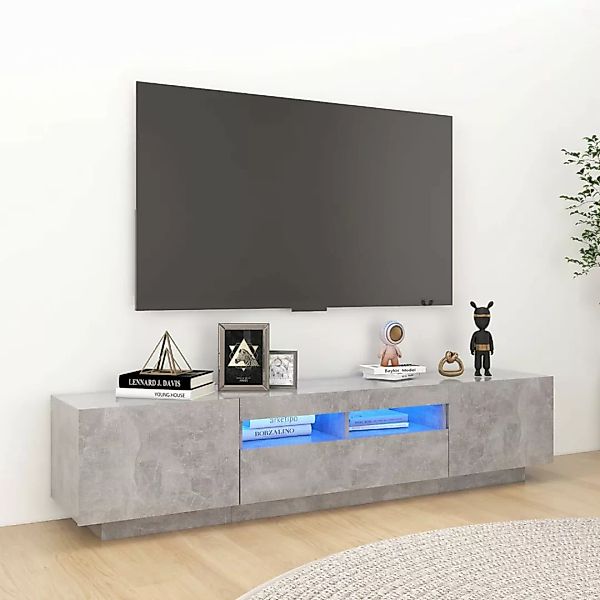 Tv-schrank Mit Led-leuchten Betongrau 180x35x40 Cm günstig online kaufen