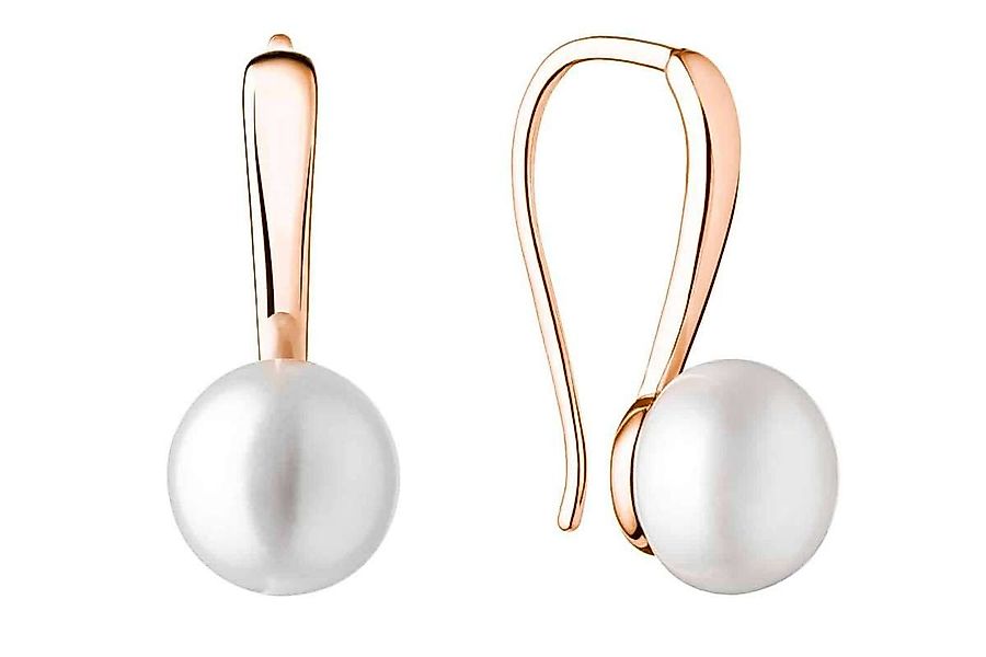 Gaura Pearls Perlenohrringe Perlenohrhänger - weiß, button, 585 Roségold pl günstig online kaufen