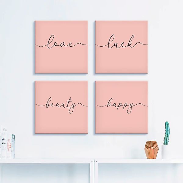 Artland Leinwandbild »Liebe Glück Schönheit Frohsinn«, Sprüche & Texte, (4 günstig online kaufen