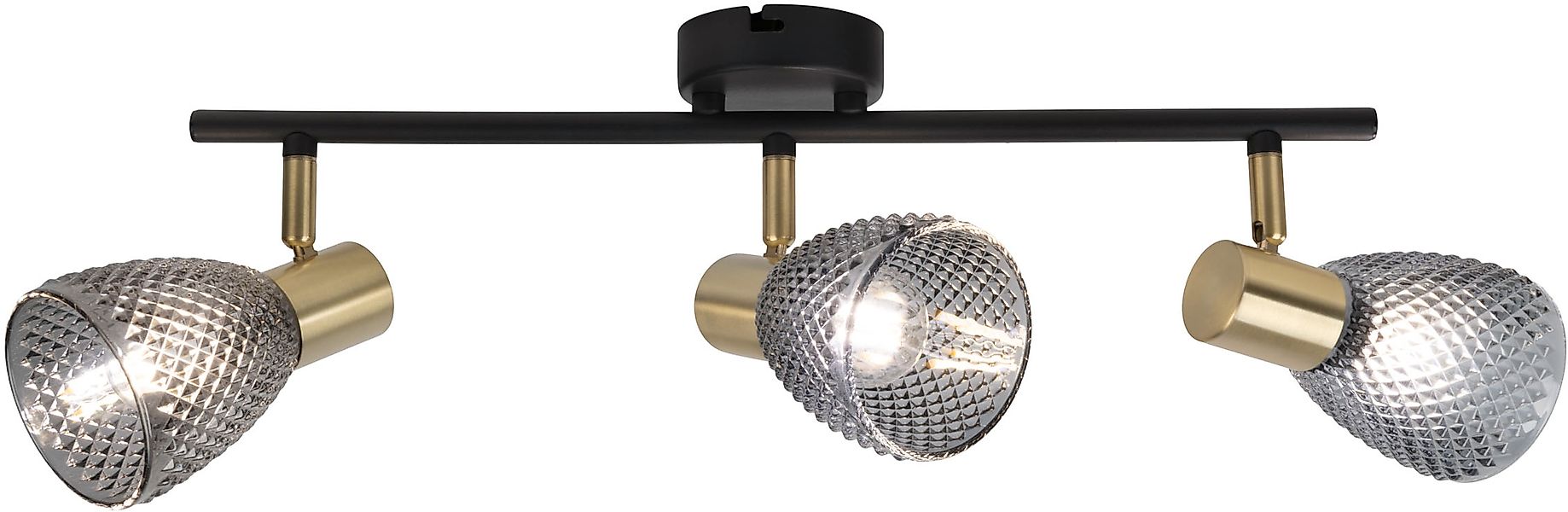 näve Deckenleuchte »Lindita« E14 1 Stk. 3er Spot, Relief-Glasschirm smokey, günstig online kaufen