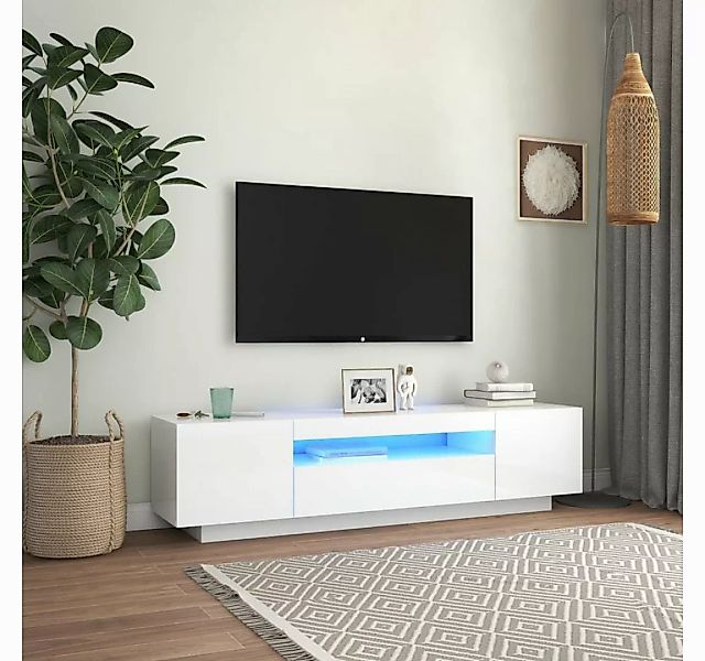 vidaXL TV-Schrank TV-Schrank mit LED Leuchten Hochglanz-Weiß 160x35x40 cm L günstig online kaufen