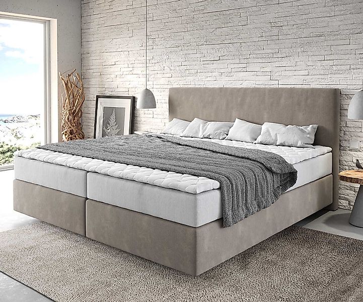 DELIFE Boxspringbett Dream-Well, Mikrofaser Beige 200x200 günstig online kaufen