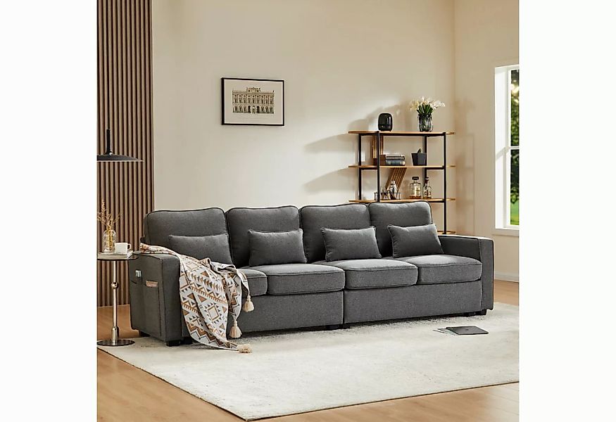 Ulife Sofa Multifunktionales 4-Sitzer-Leinensofa, 1 Teile, mit Relaxfunktio günstig online kaufen