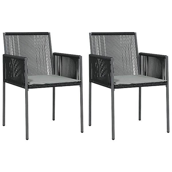 vidaXL Gartenstühle mit Kissen 2 Stk Schwarz 54x60,5x83,5 cm 364102 günstig online kaufen