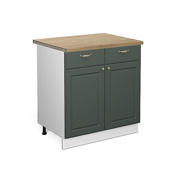Vicco Küchenunterschrank Fame-Line Grün-Gold Landhaus/Weiß 80 cm AP Marmor günstig online kaufen